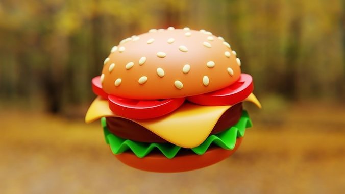 Cartoon Cheeseburger - Stylized 3D Food Model 3D model 2