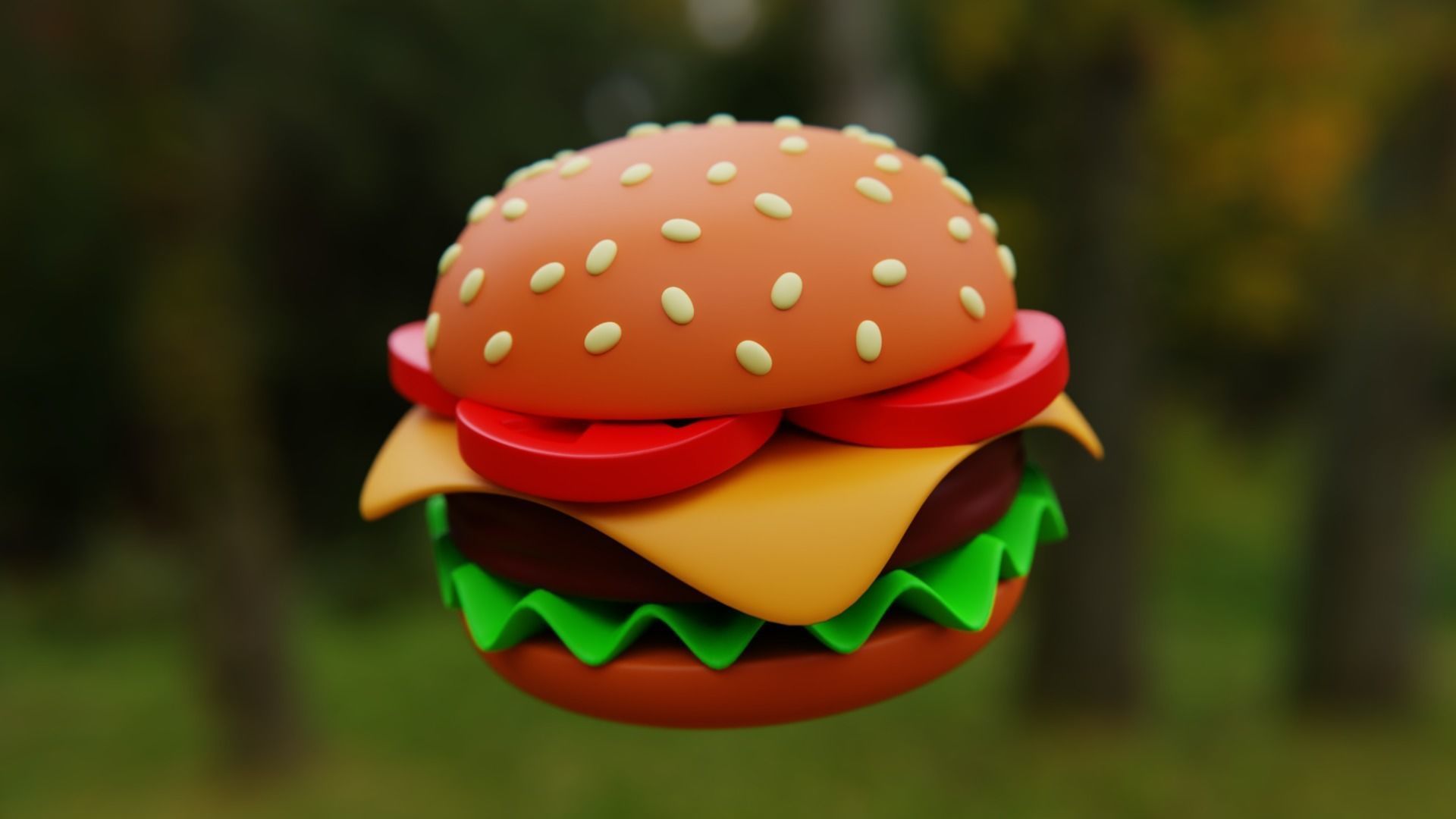 Cartoon Cheeseburger - Stylized 3D Food Model 3D model_6