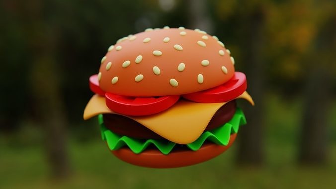 Cartoon Cheeseburger - Stylized 3D Food Model 3D model 6