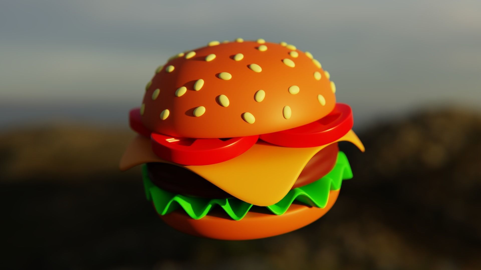 Cartoon Cheeseburger - Stylized 3D Food Model 3D model_3