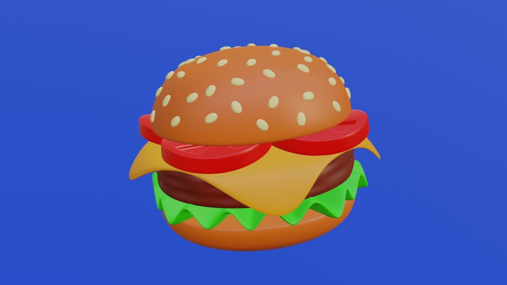 Cartoon Cheeseburger - Stylized 3D Food Model 3D model_10