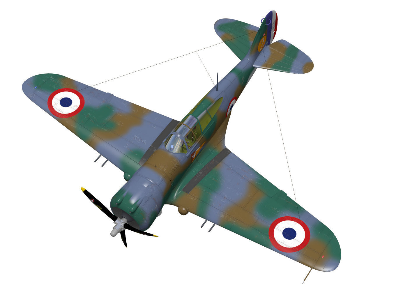 Curtiss Wright P36 Hawk75 A4 3D model_7