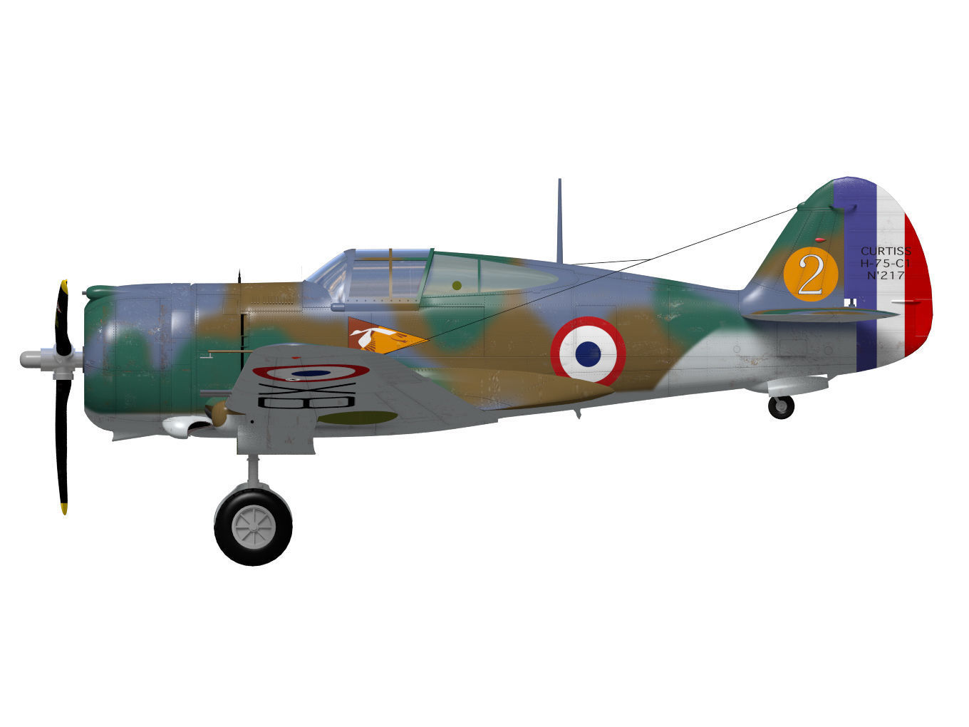 Curtiss Wright P36 Hawk75 A4 3D model_10