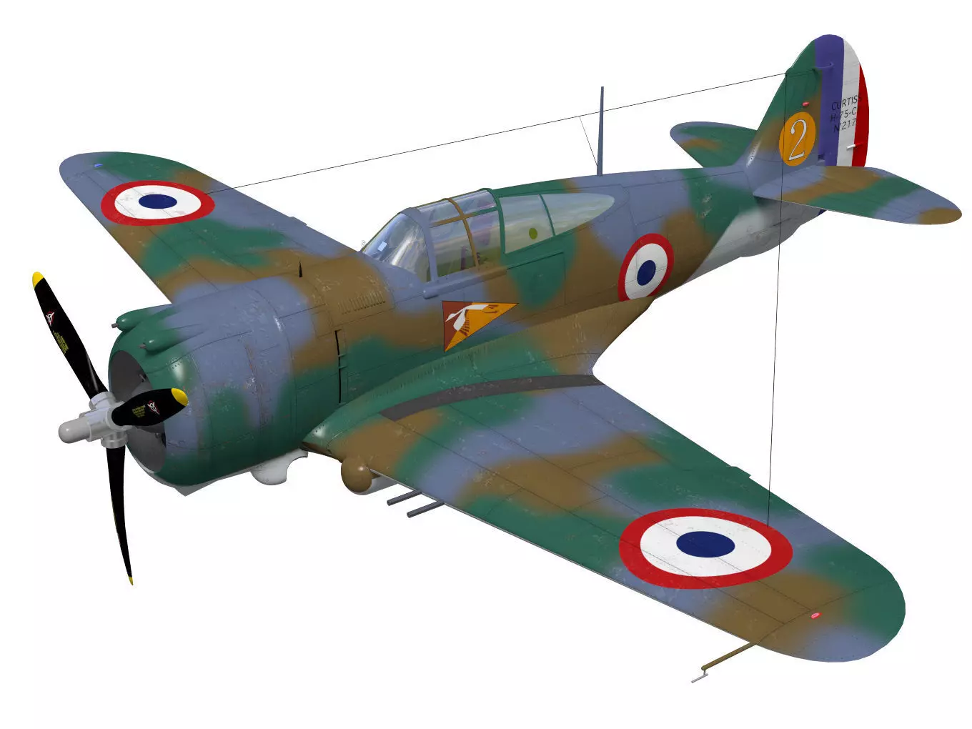 Curtiss Wright P36 Hawk75 A4 3D model_0