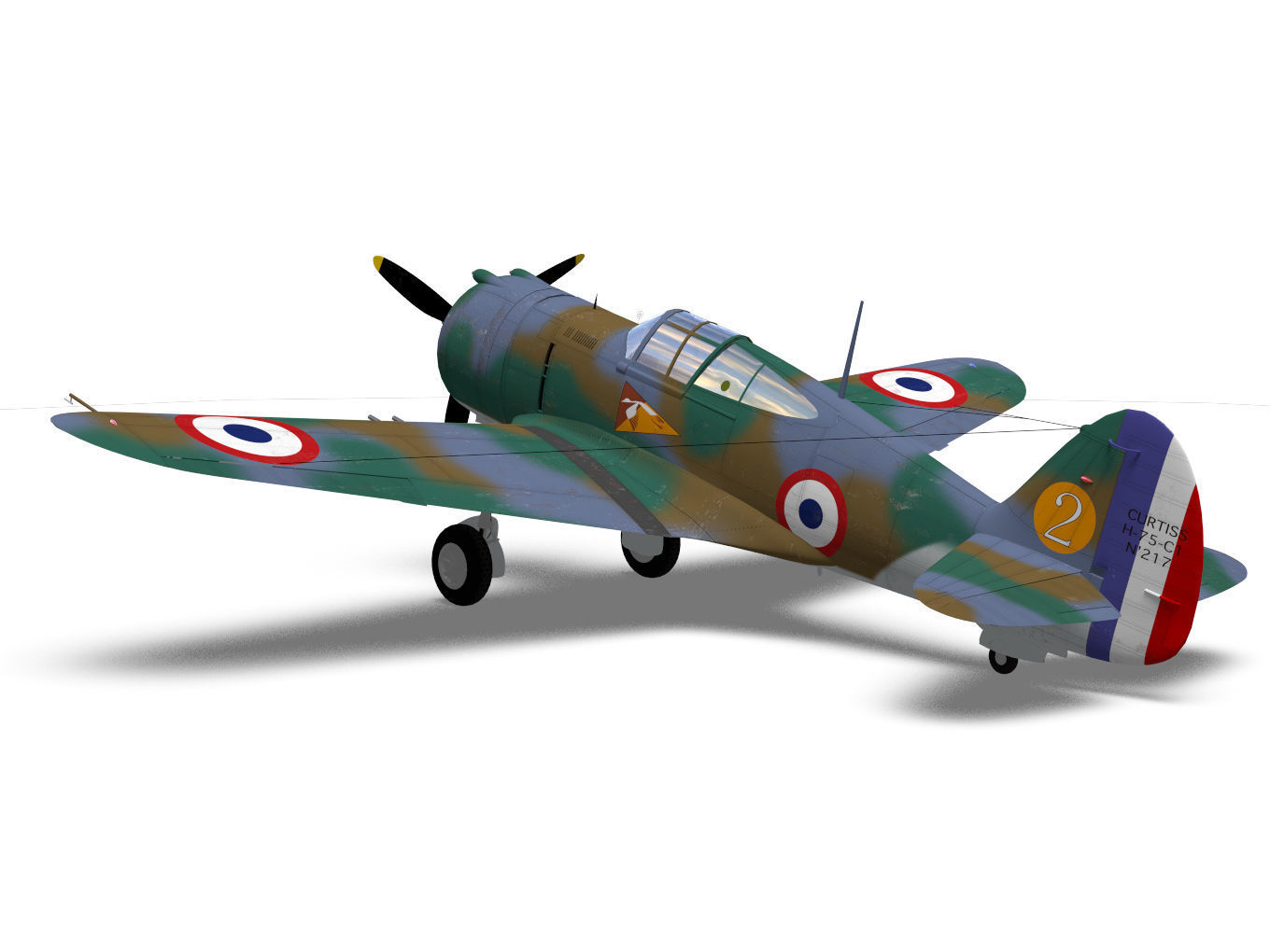 Curtiss Wright P36 Hawk75 A4 3D model_6