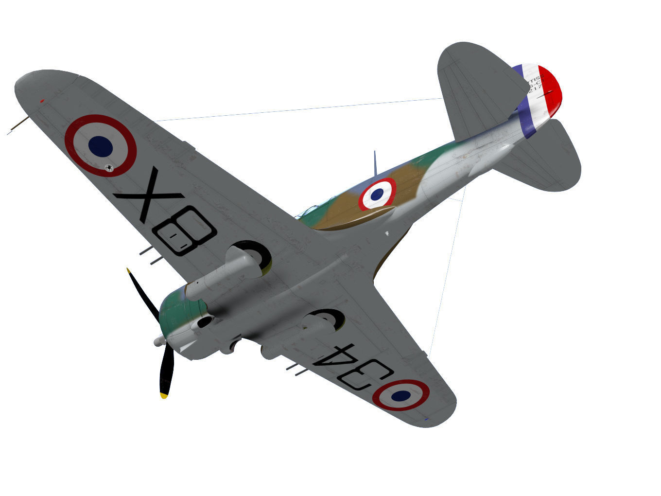 Curtiss Wright P36 Hawk75 A4 3D model_8