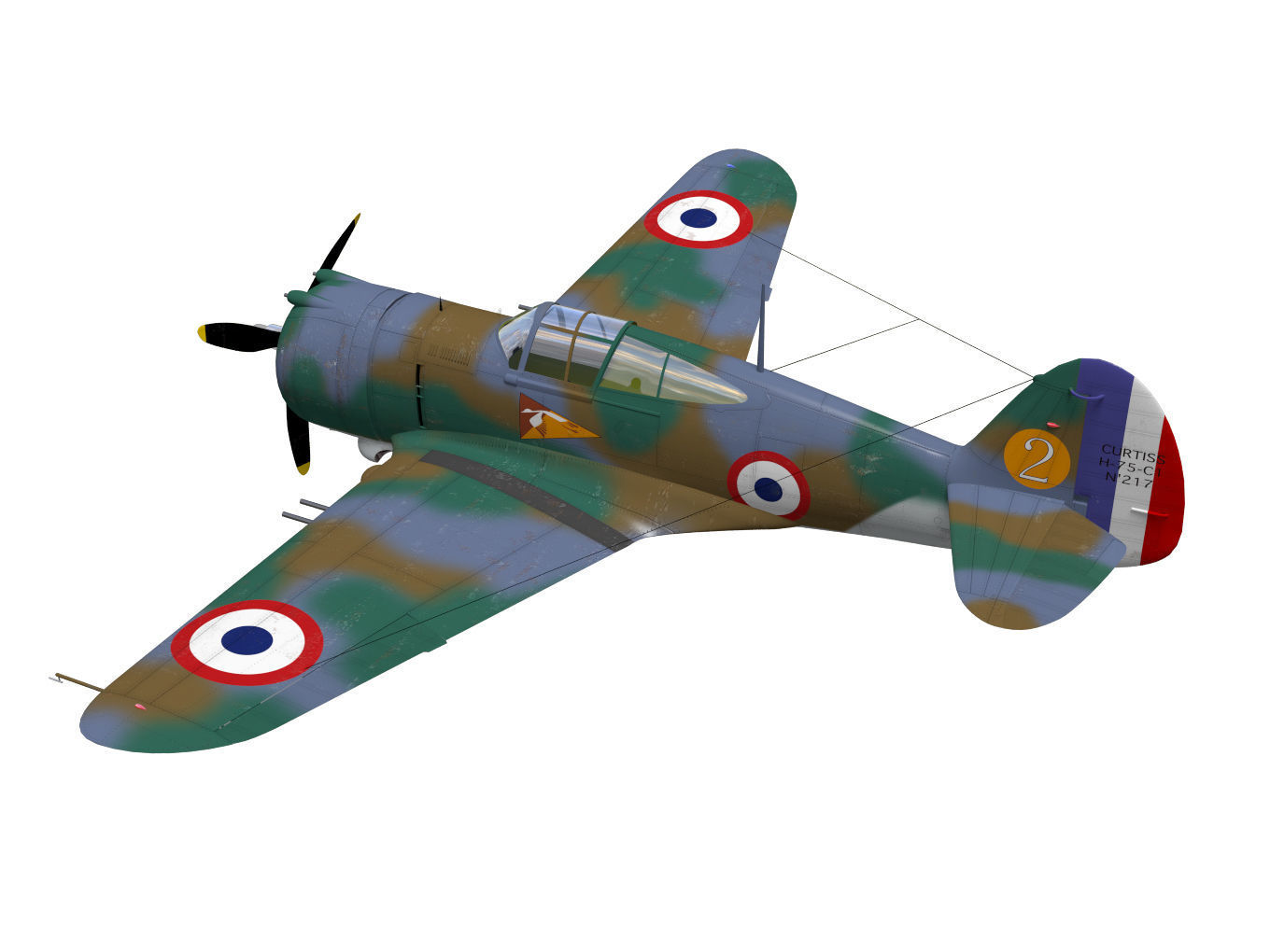 Curtiss Wright P36 Hawk75 A4 3D model_1