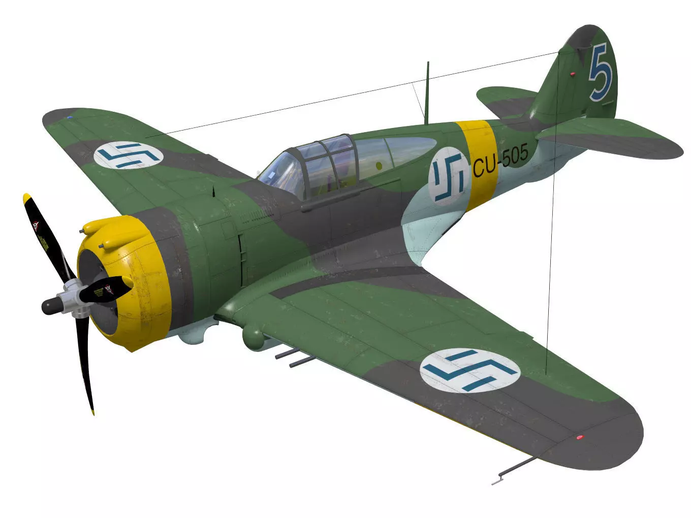 Curtiss Wright P36 Hawk75 A4 3D model