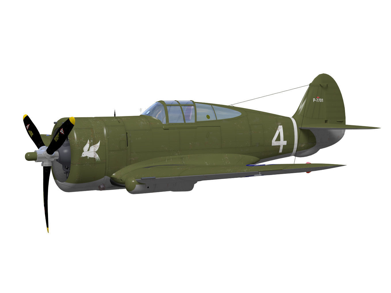 Curtiss Wright P36 Hawk75 A5 3D model_2