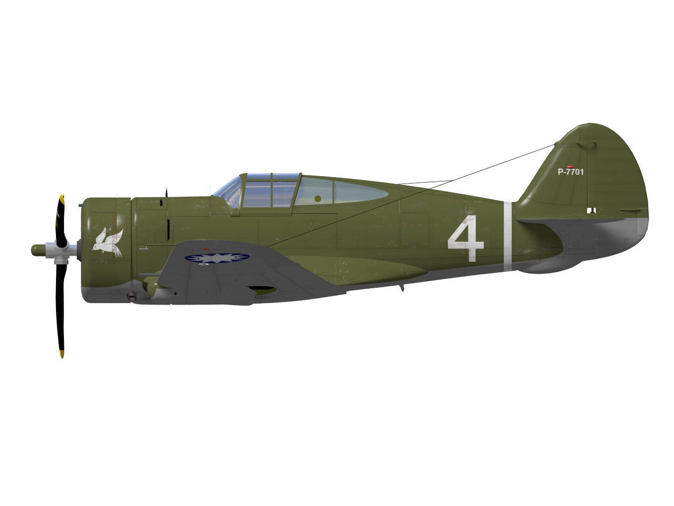 Curtiss Wright P36 Hawk75 A5 3D model_9
