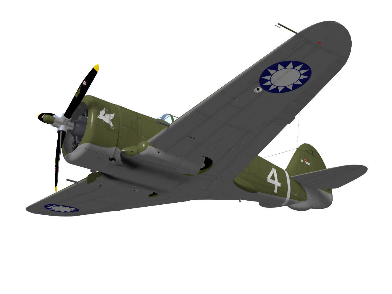 Curtiss Wright P36 Hawk75 A5 3D model_3