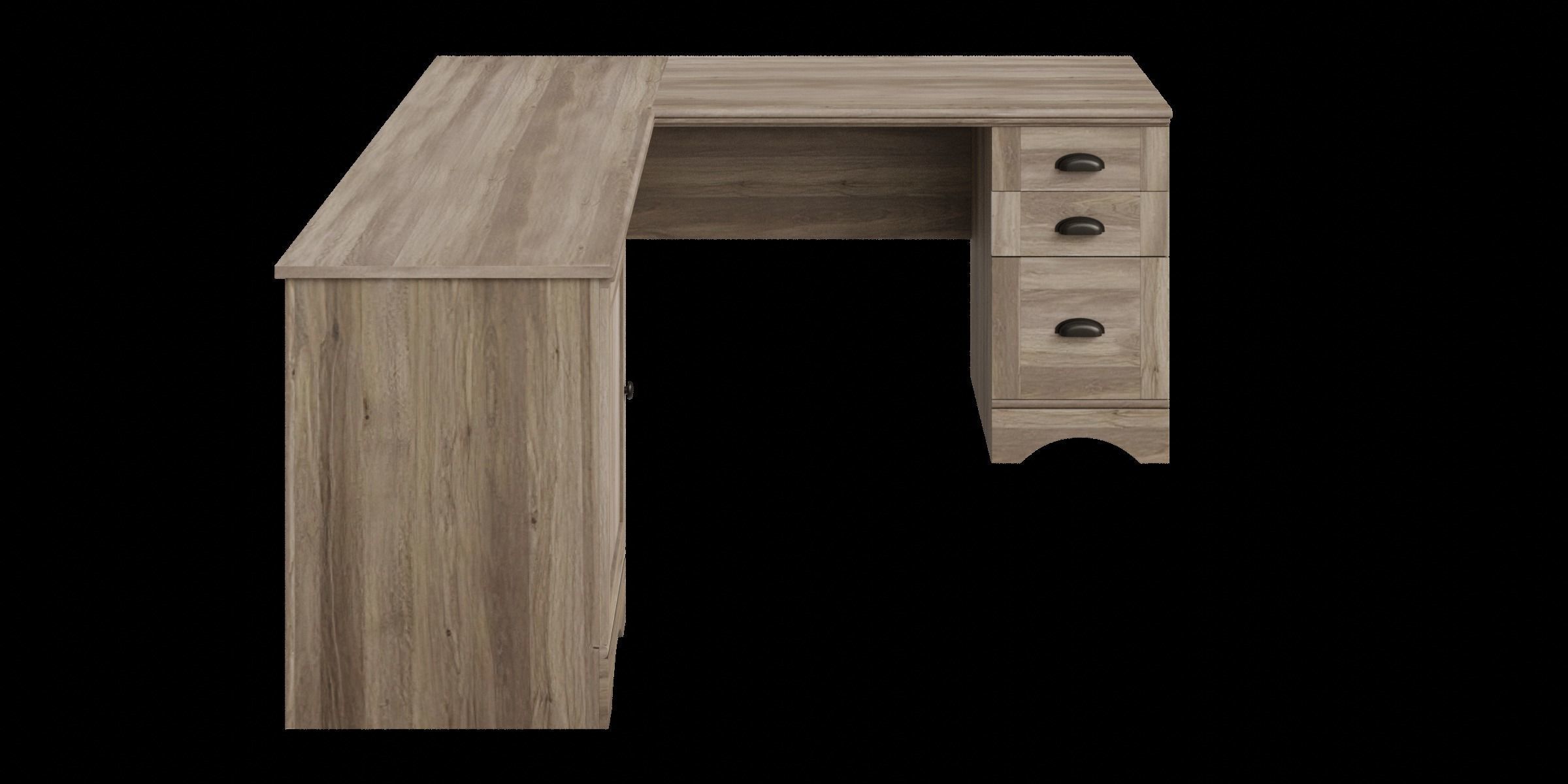 Wooden Corner Computer Desk Low-poly 3D model_9