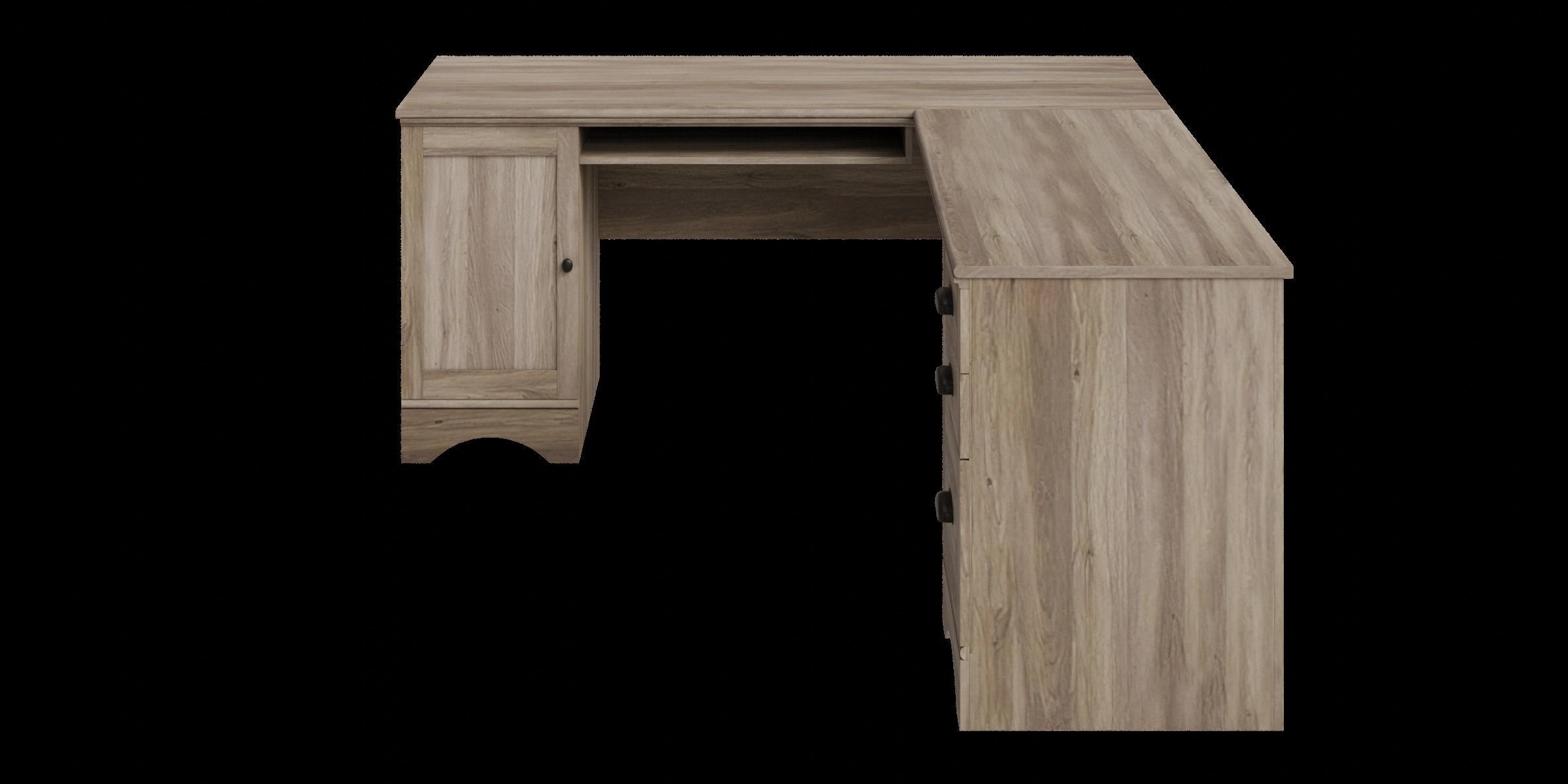 Wooden Corner Computer Desk Low-poly 3D model_8