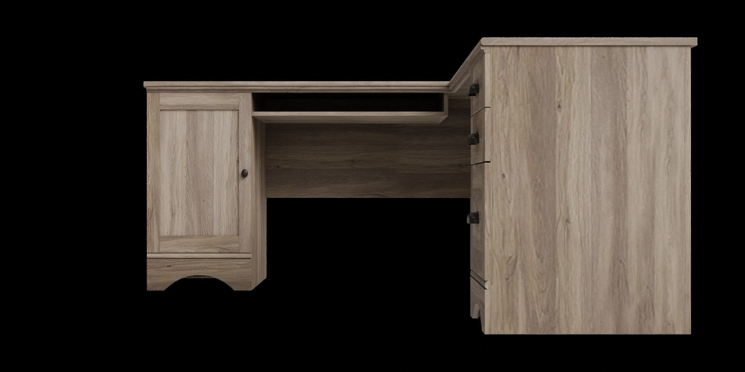 Wooden Corner Computer Desk Low-poly 3D model_4