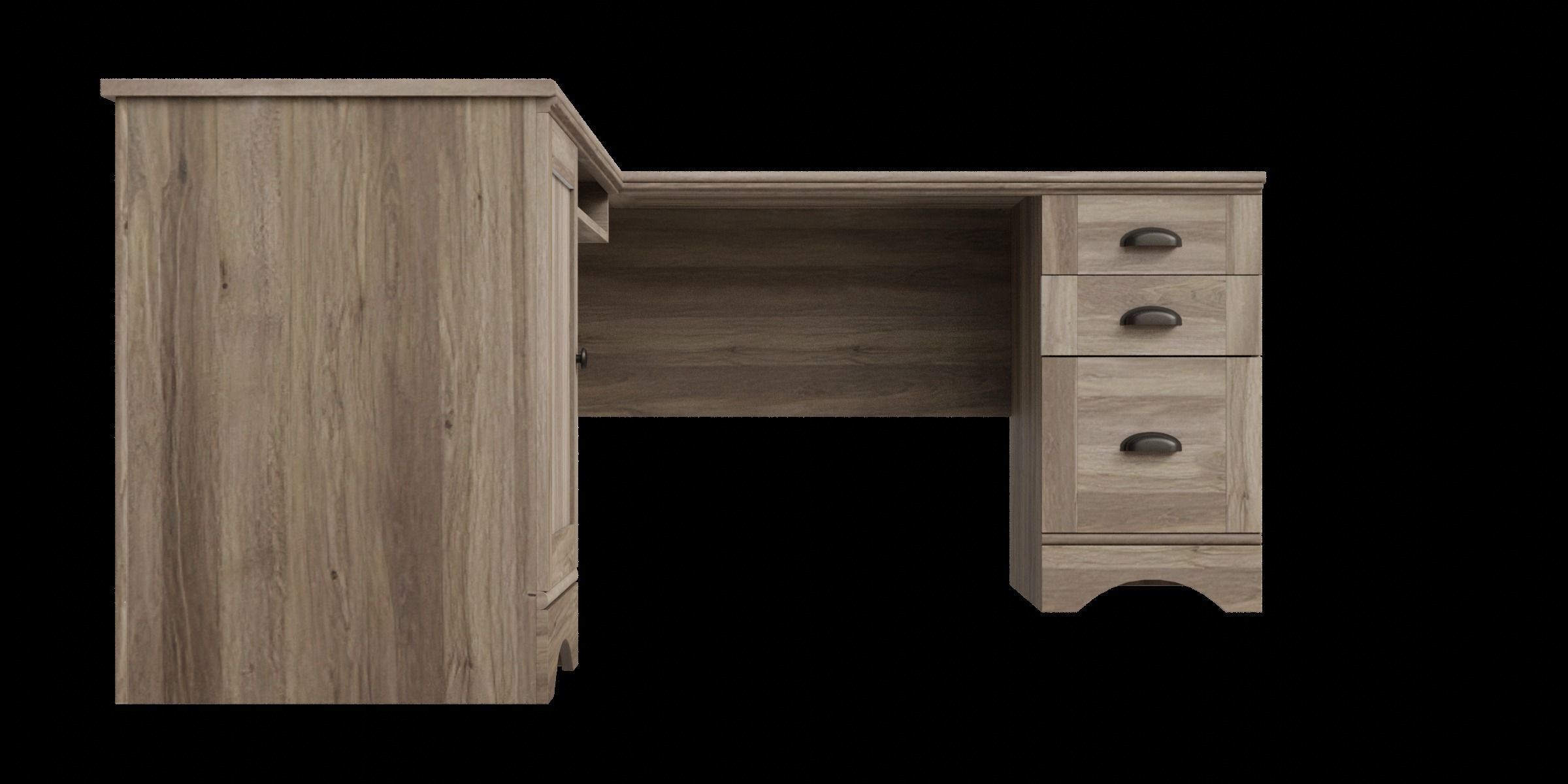 Wooden Corner Computer Desk Low-poly 3D model_5