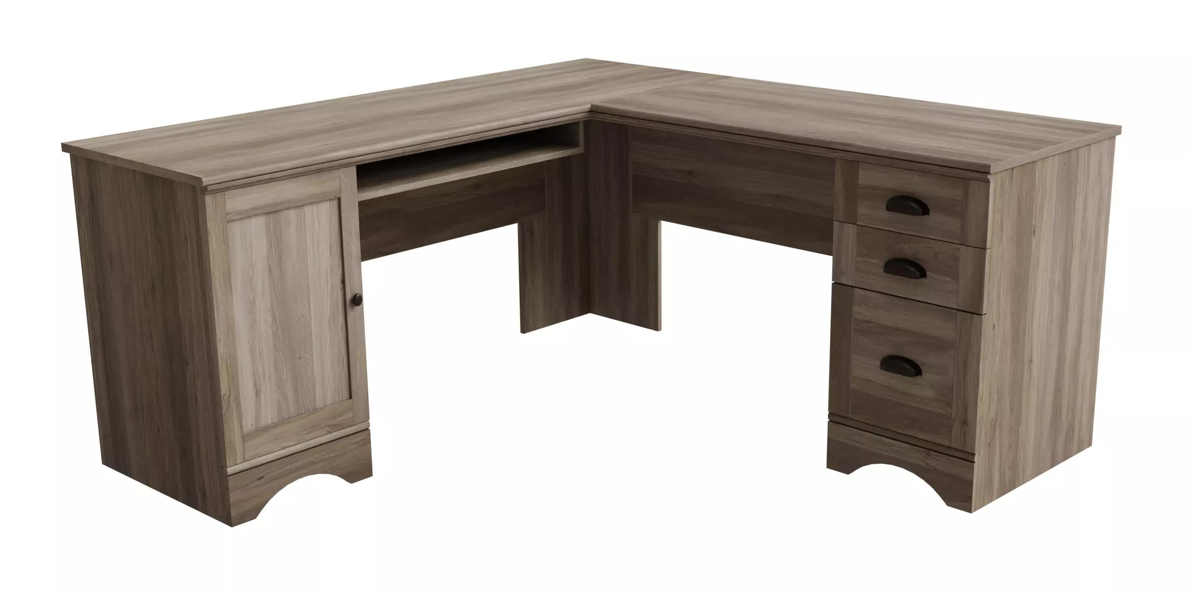 Wooden Corner Computer Desk Low-poly 3D model_0