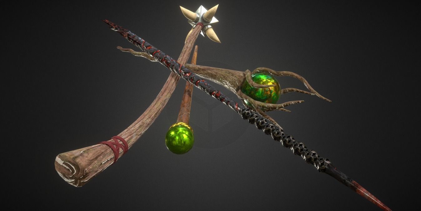 Spears - Magic Staffs Low-poly 3D model_1