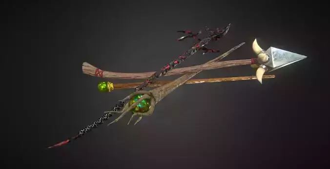 Spears - Magic Staffs Low-poly 3D model