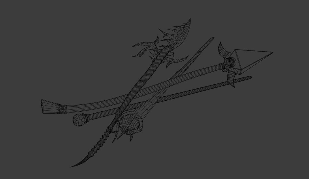 Spears - Magic Staffs Low-poly 3D model_3