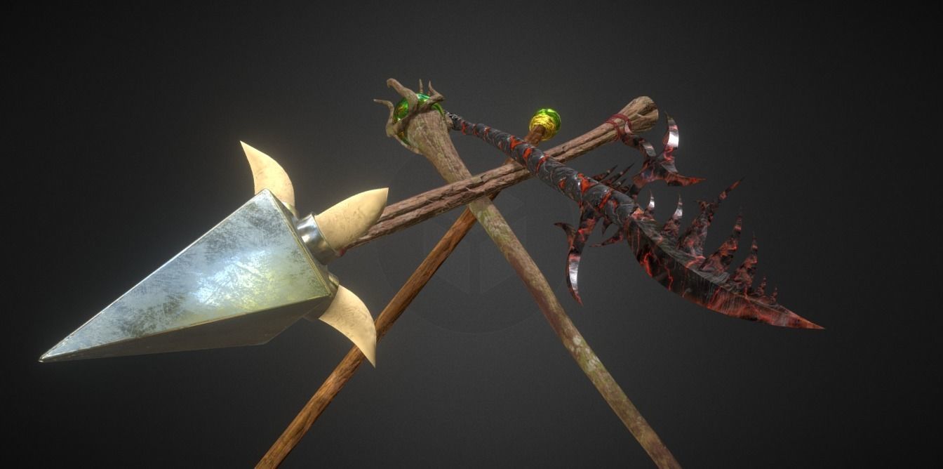 Spears - Magic Staffs Low-poly 3D model_2