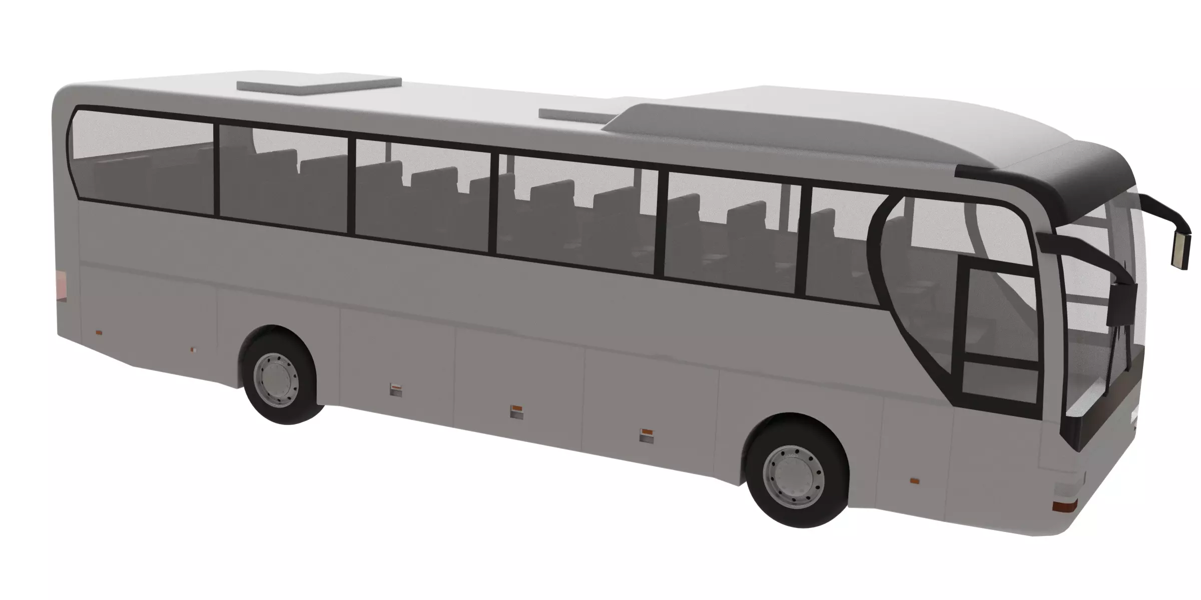 White Modern Coach Bus Free 3D model_0