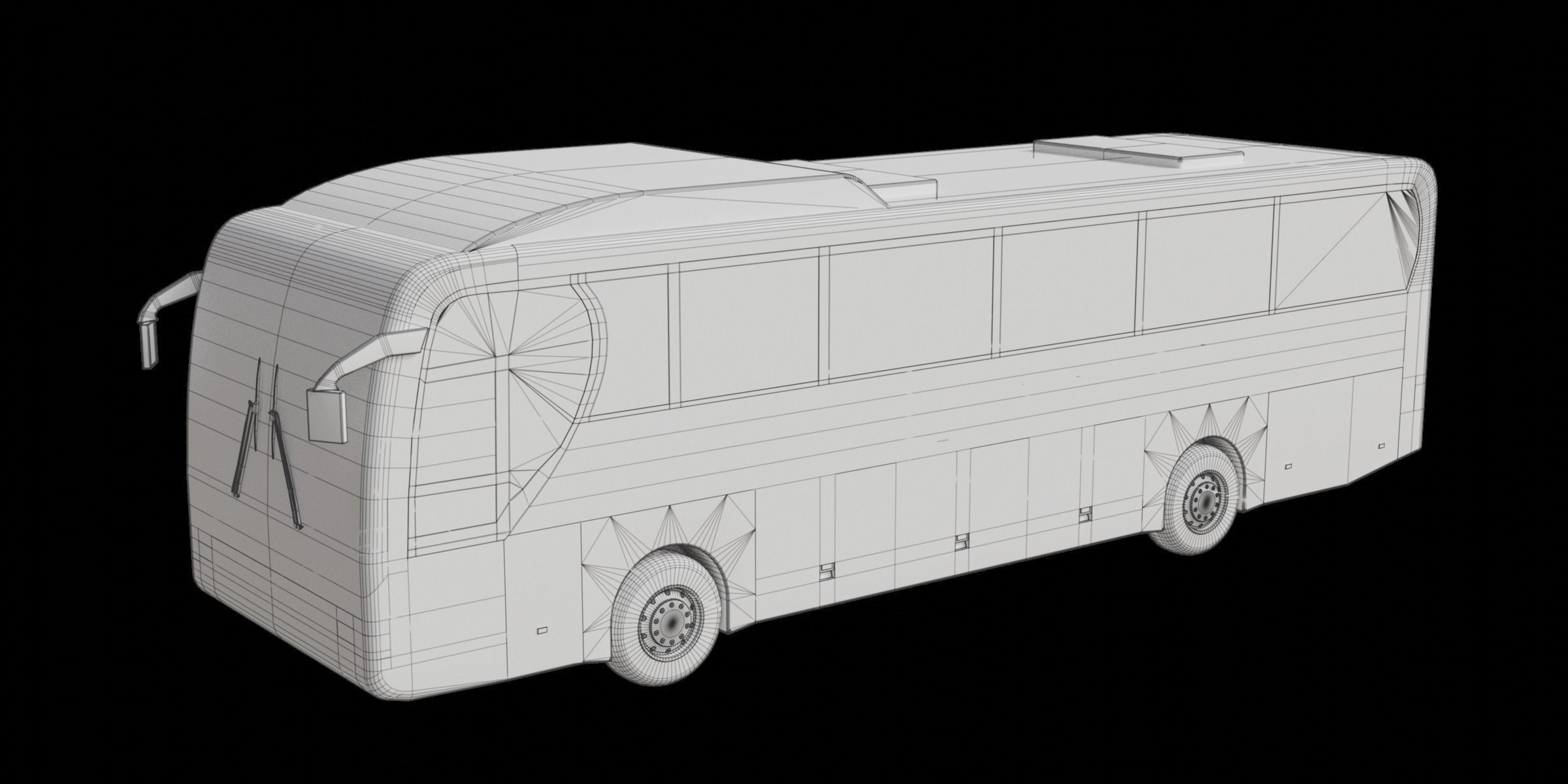 White Modern Coach Bus Free 3D model_2