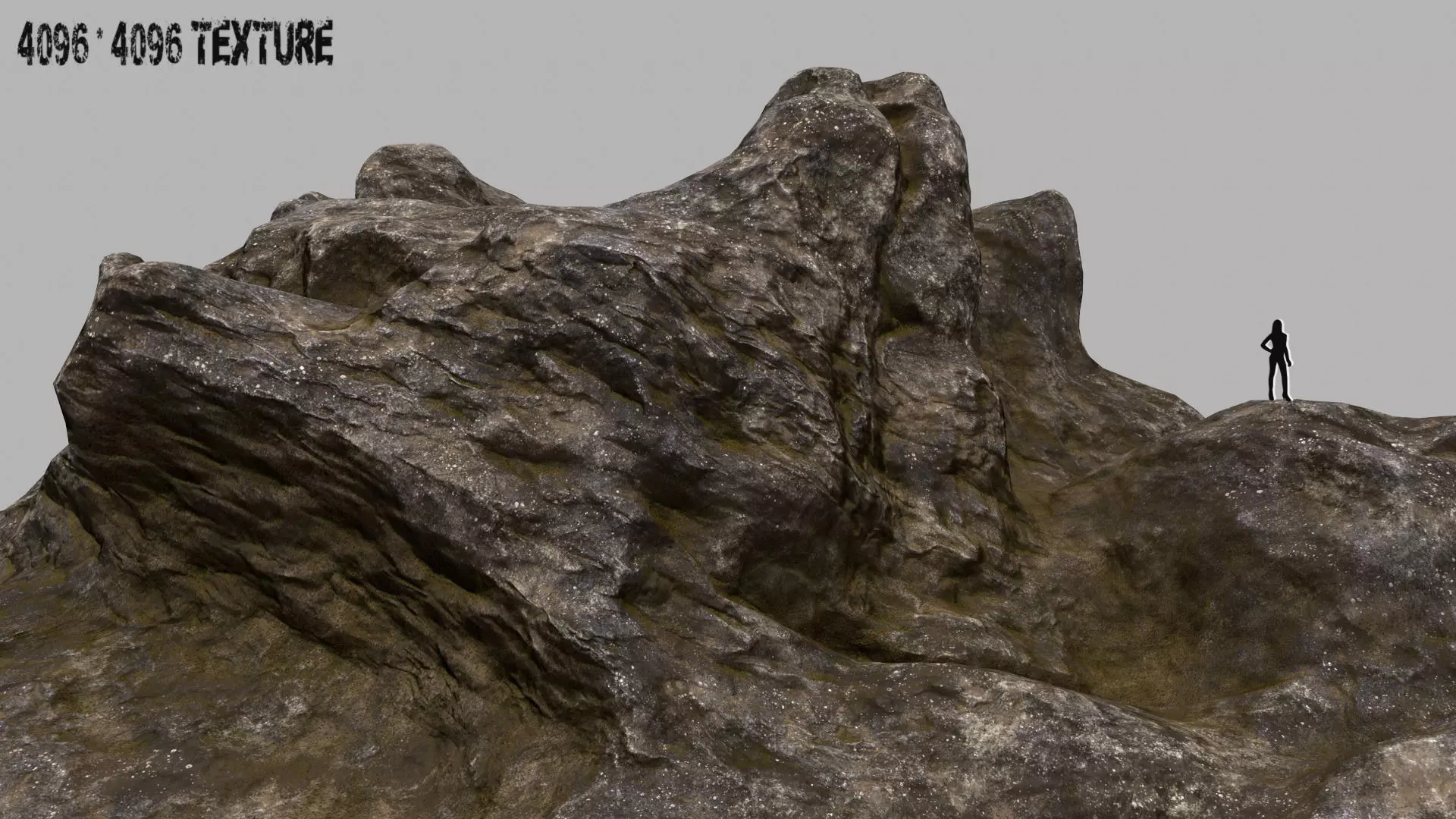 Rock with person 3D model_0