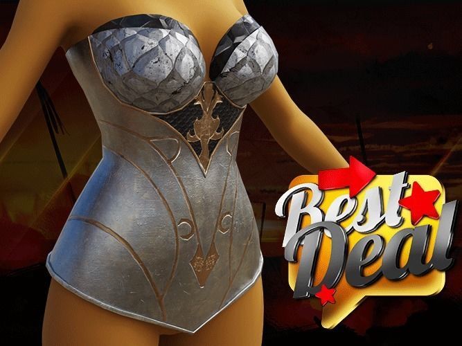 Breast Armor Dragon female lowpoly game asset Low-poly 3D model_4