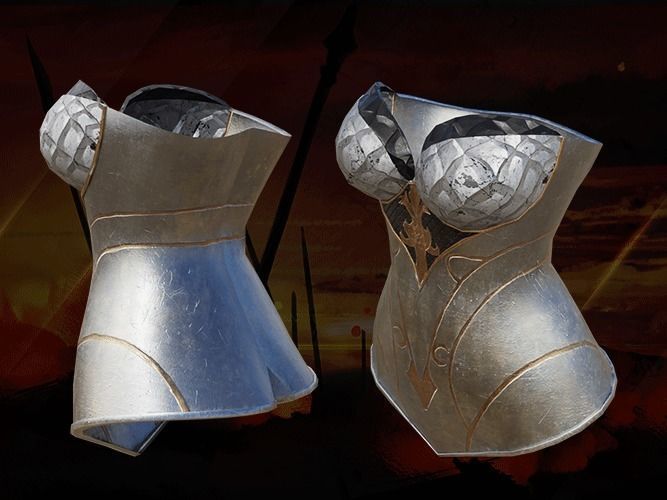 Breast Armor Dragon female lowpoly game asset Low-poly 3D model_7