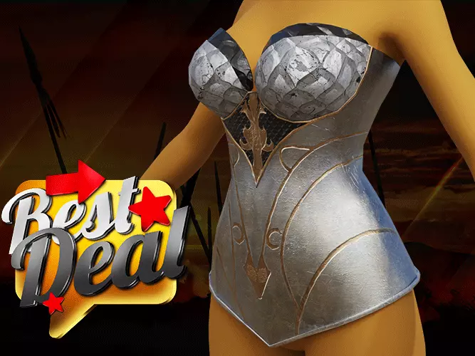 Breast Armor Dragon female lowpoly game asset Low-poly 3D model_0