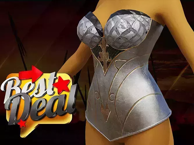 Breast Armor Dragon female lowpoly game asset Low-poly 3D model