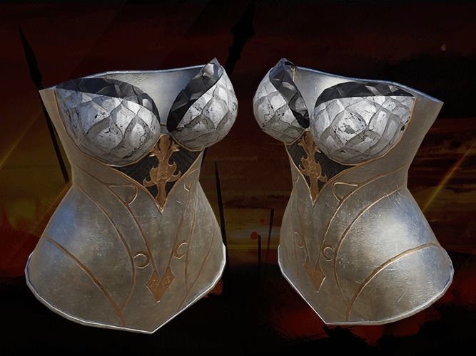 Breast Armor Dragon female lowpoly game asset Low-poly 3D model_8