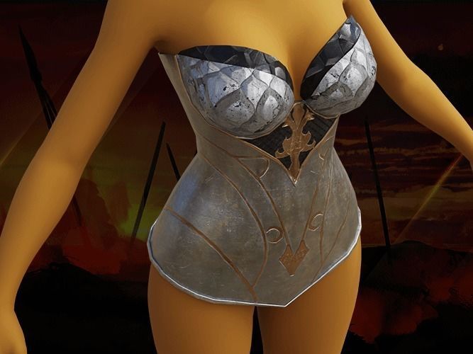 Breast Armor Dragon female lowpoly game asset Low-poly 3D model_2