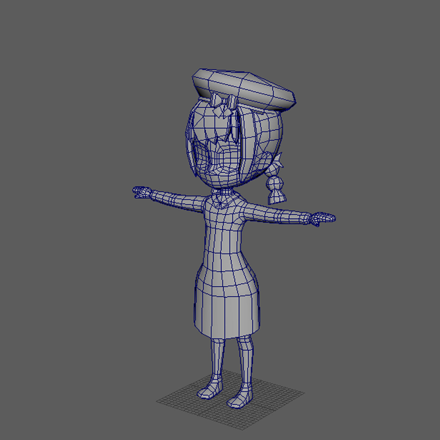 low-poly girl 3d model  Low-poly 3D model_1