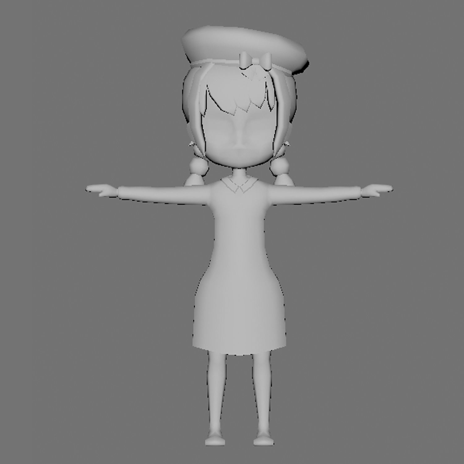 low-poly girl 3d model  Low-poly 3D model_4