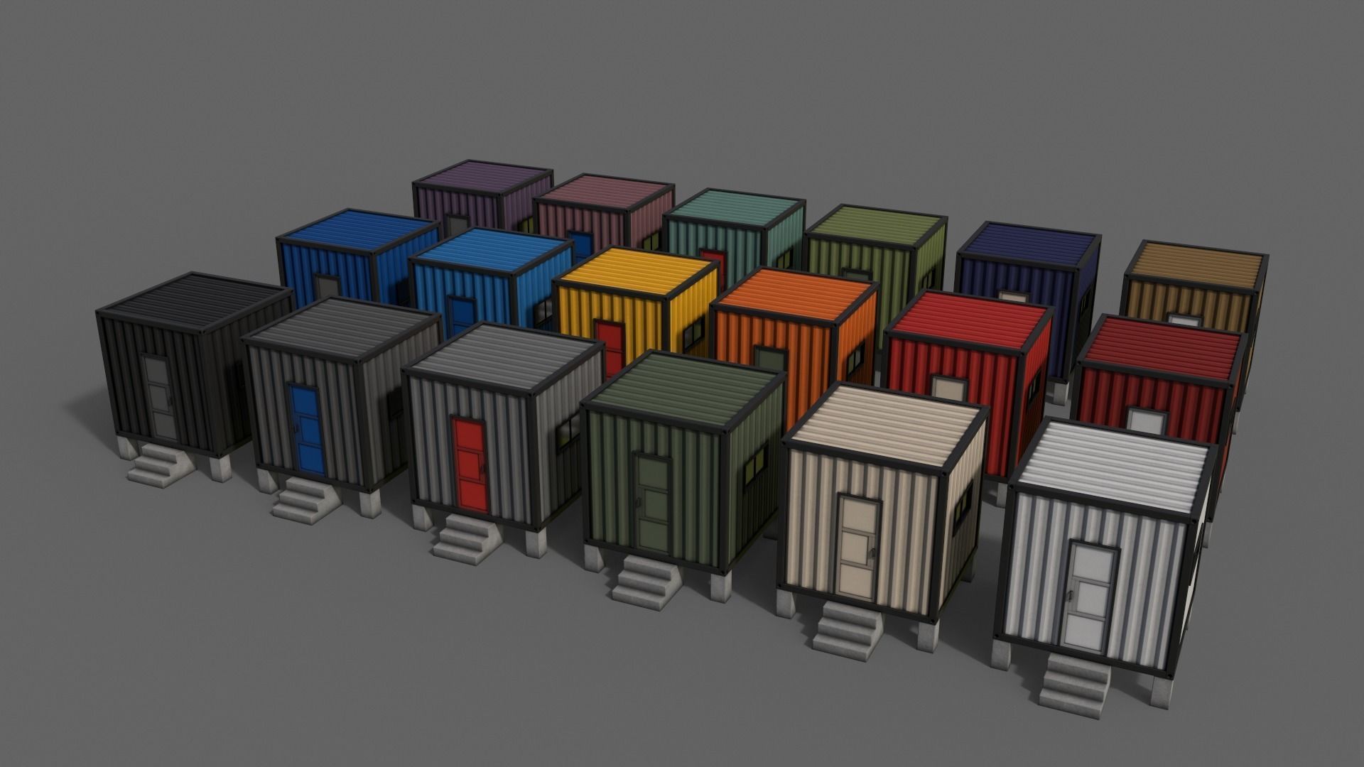 PBR Container House AA V3 Low-poly 3D model_5