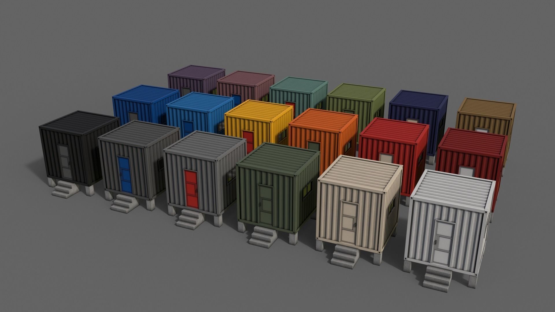 PBR Container House AA V3 Low-poly 3D model_3