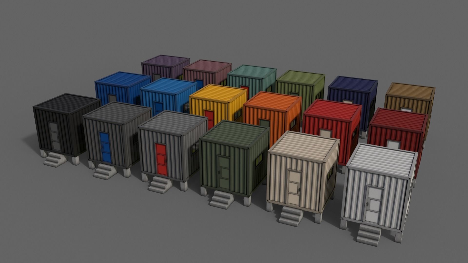 PBR Container House AA V3 Low-poly 3D model_4