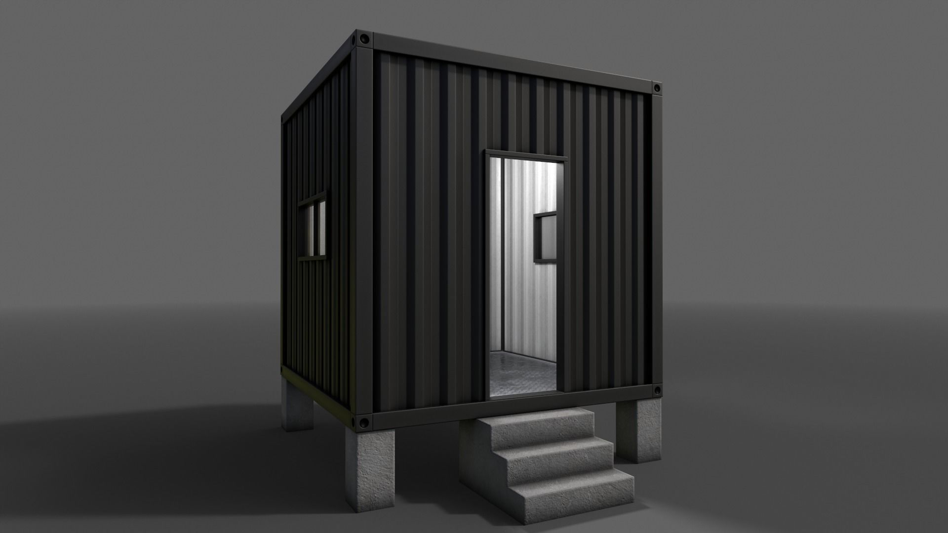 PBR Container House AA V3 Low-poly 3D model_8