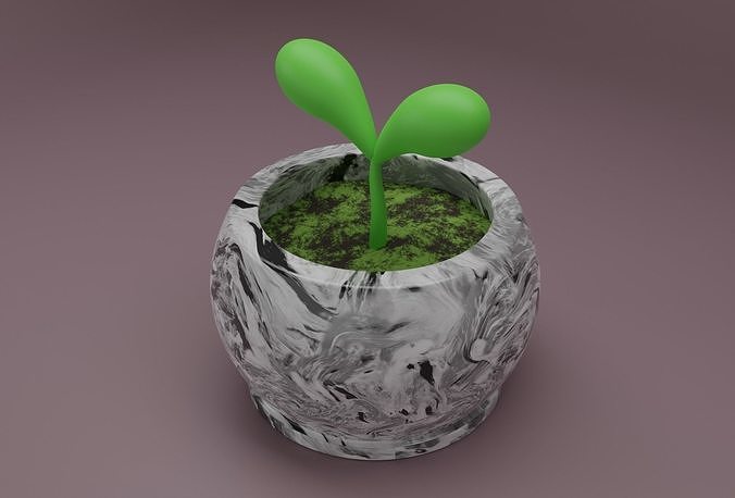 Cute Flower Vase Low-poly 3D model