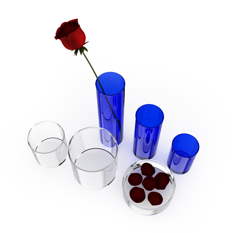 Rose and Vases Set 3D model_3