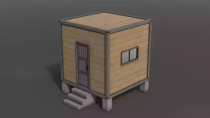 PBR Container House AC V3 Low-poly 3D model