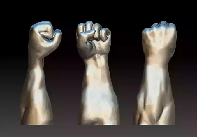 Men hand model 3D printed fist hand clenched