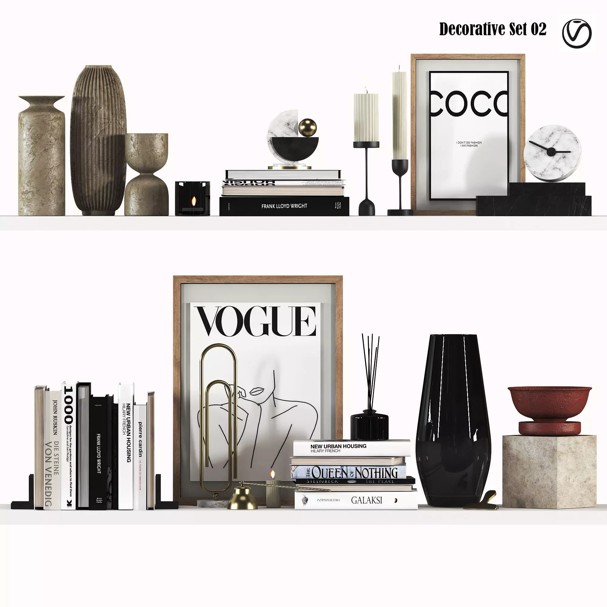 Decorative Set 02 Low-poly 3D model
