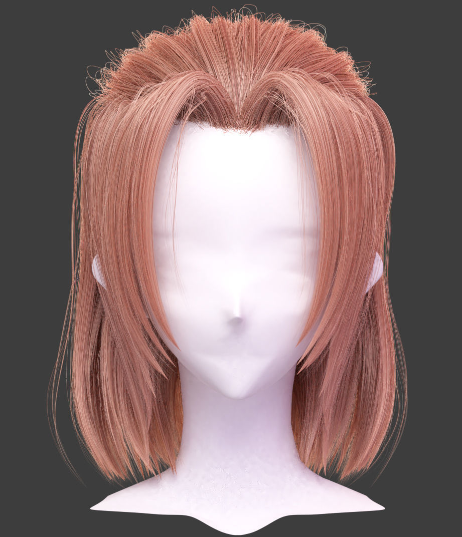  stylized anime male Hairstyle-blender particle system 3D model_4