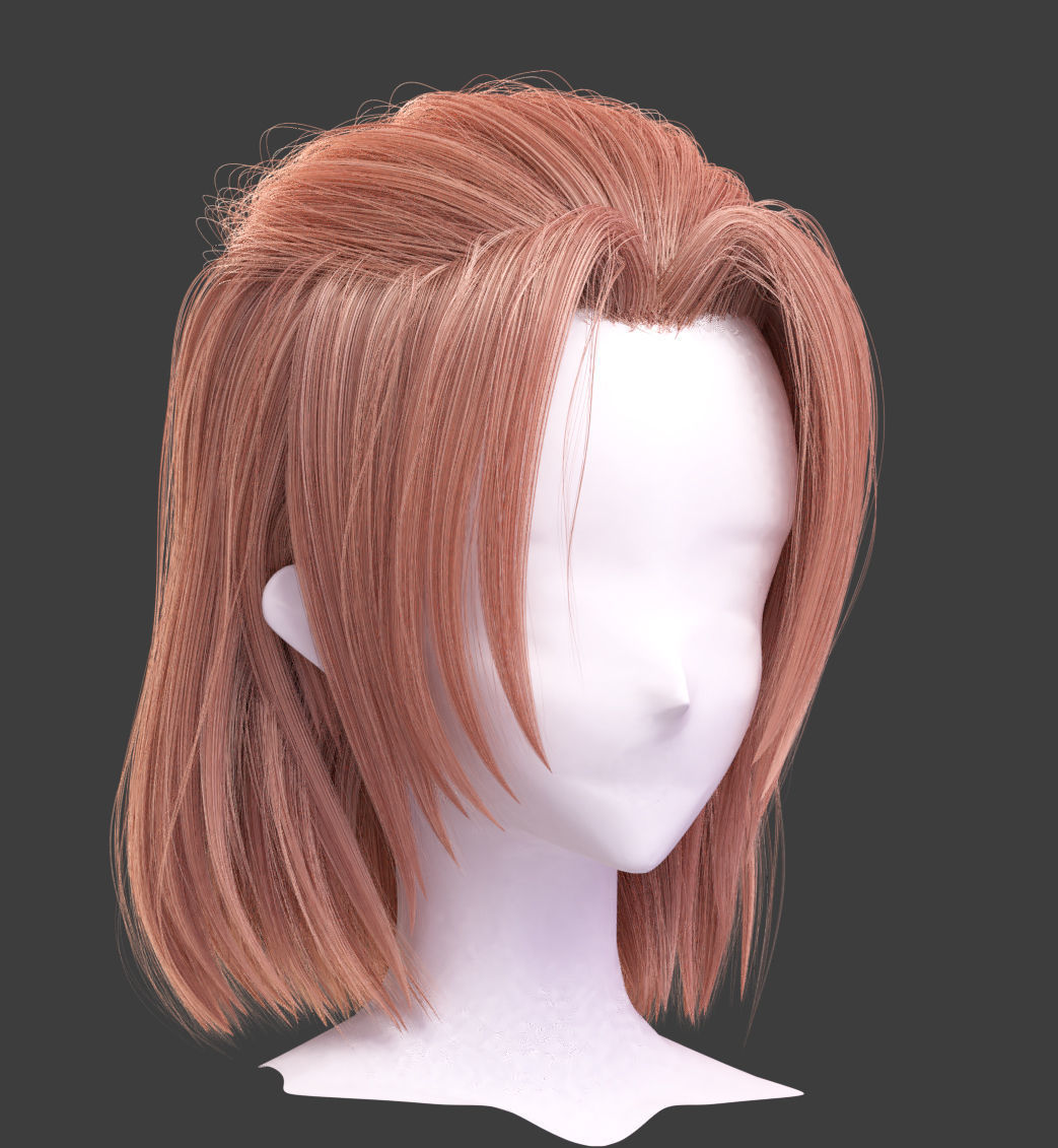  stylized anime male Hairstyle-blender particle system 3D model_5
