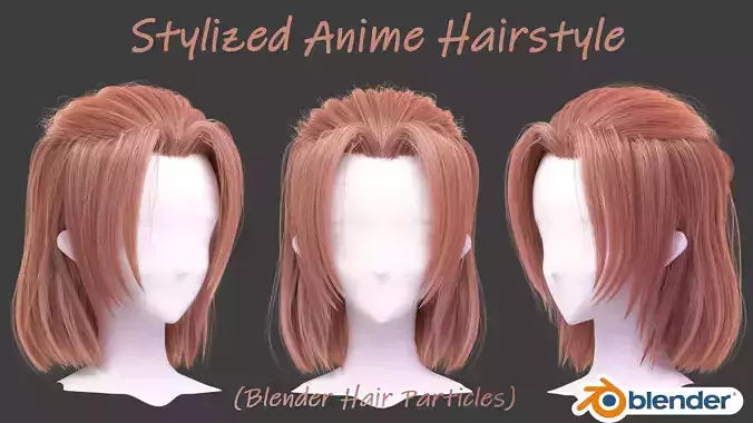  stylized anime male Hairstyle-blender particle system
