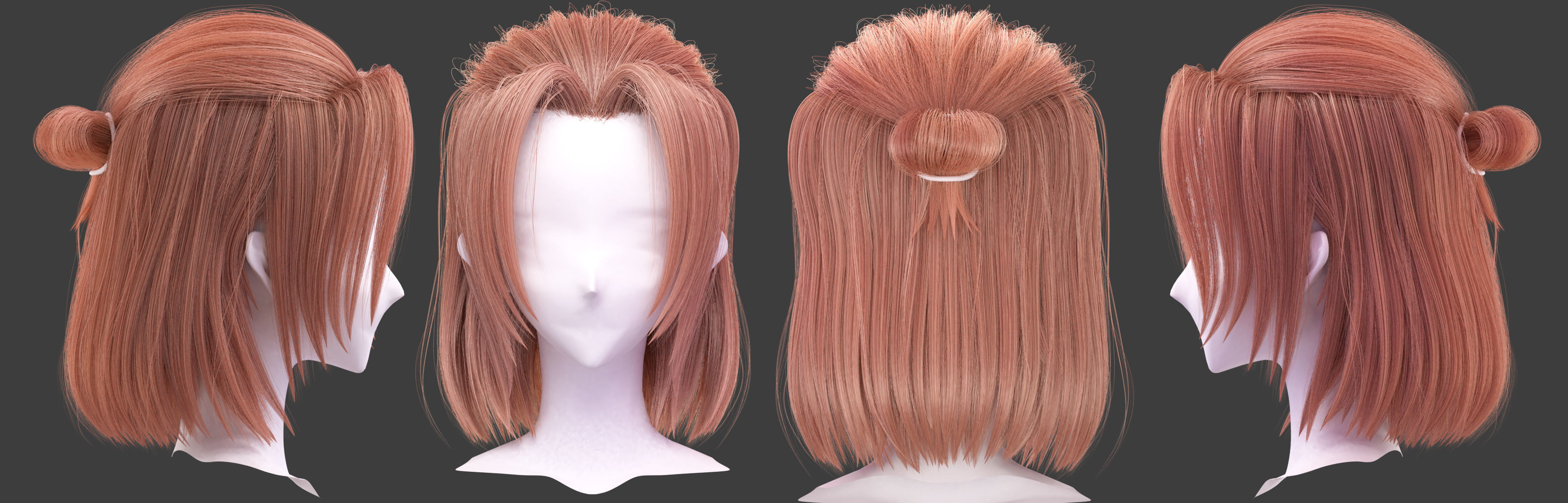  stylized anime male Hairstyle-blender particle system 3D model_3