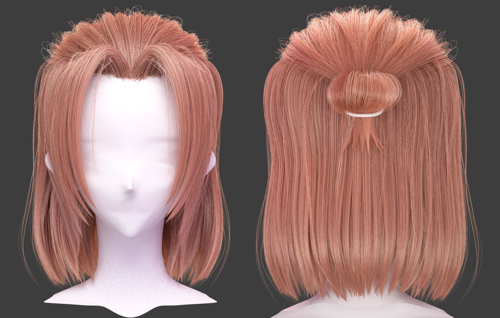  stylized anime male Hairstyle-blender particle system 3D model_1