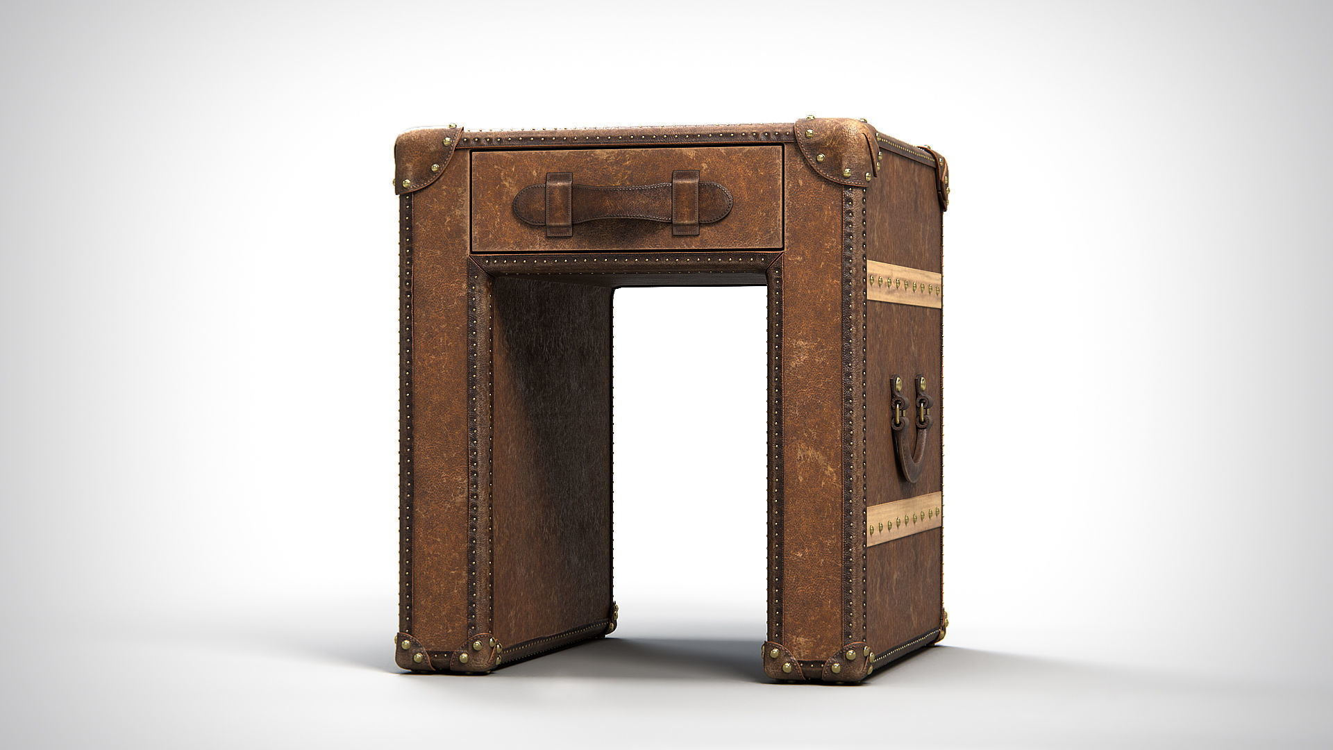 Slab Lamp Leather Table PBR Low-poly 3D model_1